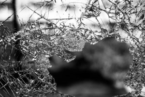 glass, shattered, window